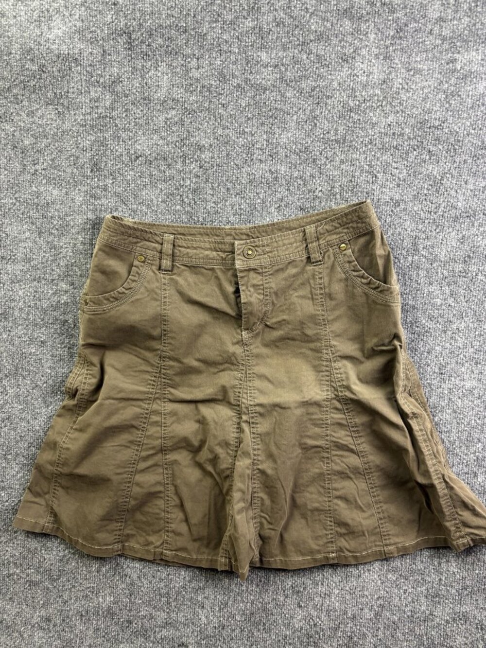 Kuhl Skirt Womens 10 Brown Twill‎ A Line Cargo Pockets Casual Stretch Travel